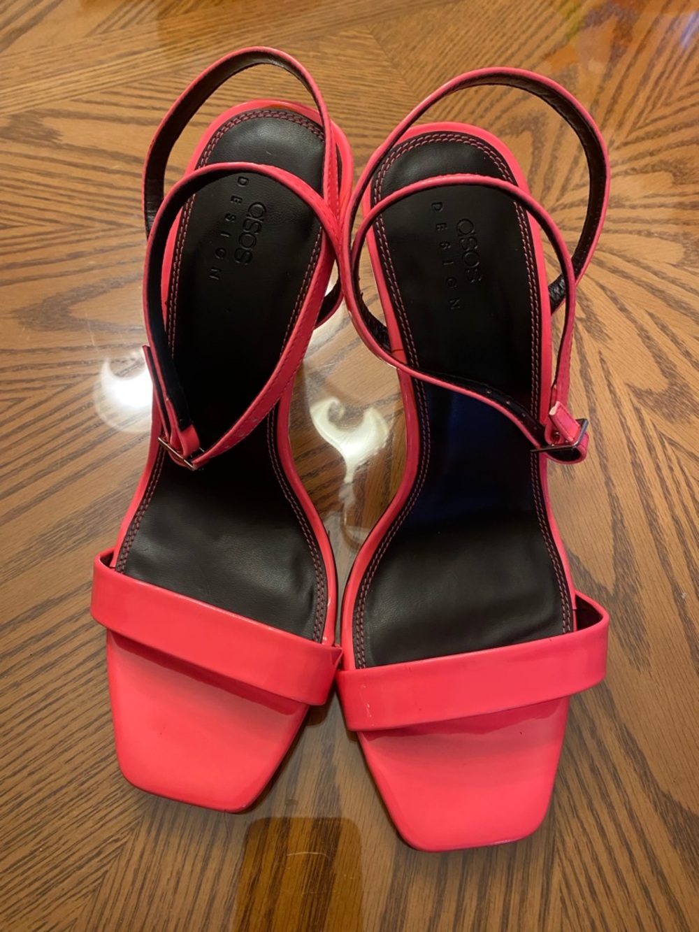 ASOS Hot Pink Square-Toe Slingback Heels